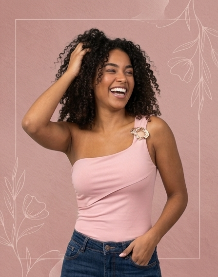 Top Asimétrico Un Hombro Mujer | Camiseta Un Tirante con Flor YG09