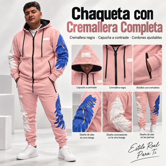 Conjunto Streetwear de Chaqueta y Pantalón Jogger con Alas