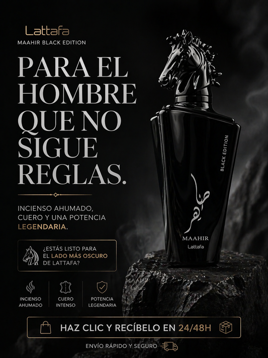Maahir Black Edition Lattafa | Perfume Masculino Especiado Oscuro 100ml