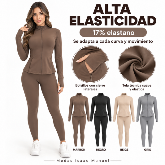 Conjunto NATALIA Deportivo - Chaqueta con Cremallera y Leggings de Tiro Alto
