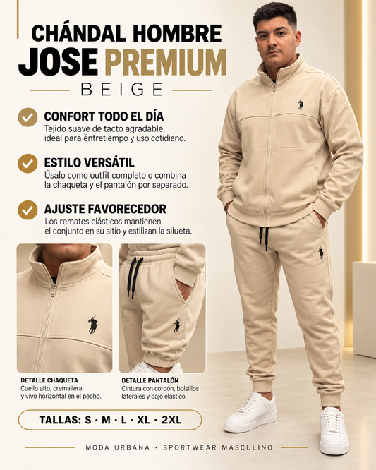 Chándal Hombre JOSE Premium - Conjunto Deportivo de Chaqueta y Jogger