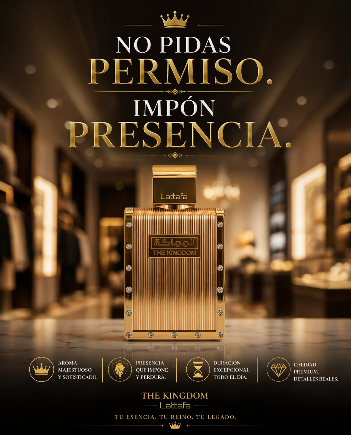 The Kingdom for Him Lattafa | Perfume Masculino Oud Ambarado 100ml