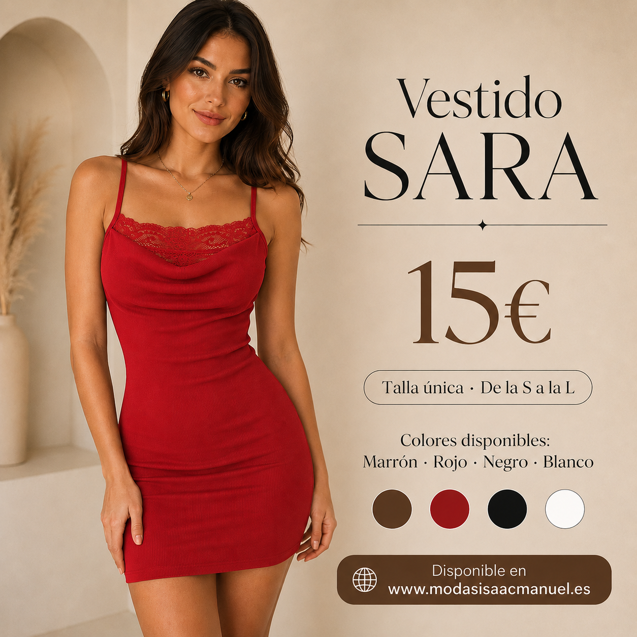 Vestido Mini "SARA" | Canalé con Encaje en el Escote