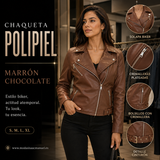Chaqueta Polipiel de Corte Biker