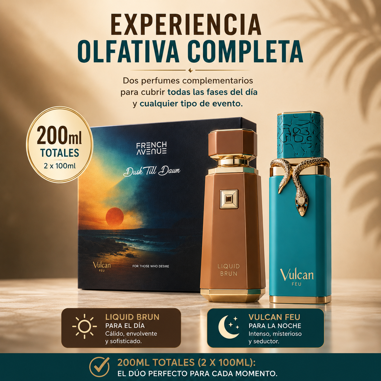 Pack Perfumes Hombre Senziate "Dusk Till Dawn" EDP (2x100ml) + Atomizador Recargable