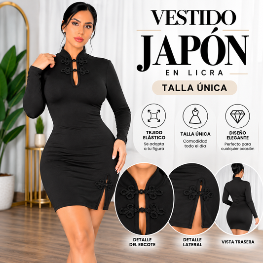 Vestido JAPÓN en Licra con Alamares – Talla Única