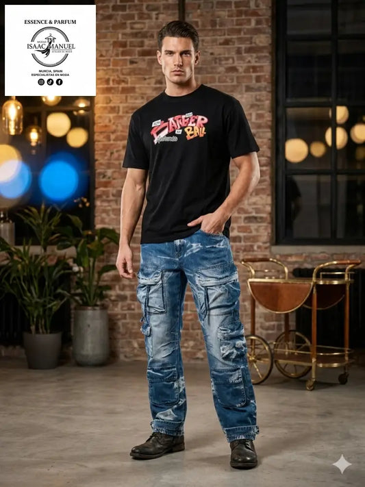 Camisetas streetwear en color beige, negro y blanco con gráfico Barber Ball de personajes animados en la espalda.