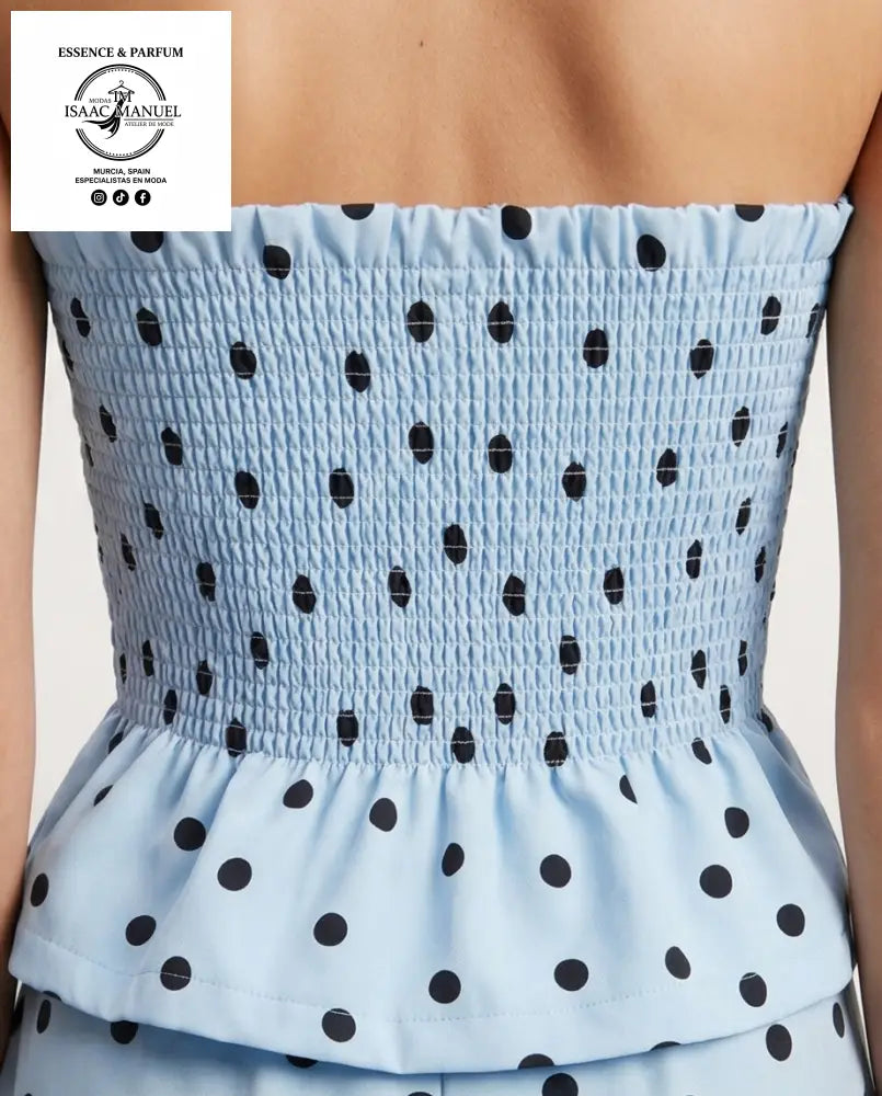 Conjunto de Lunares Mujer | Top Strapless y Pantalón Ancho con Bolsillos 1450011 - Conjunto