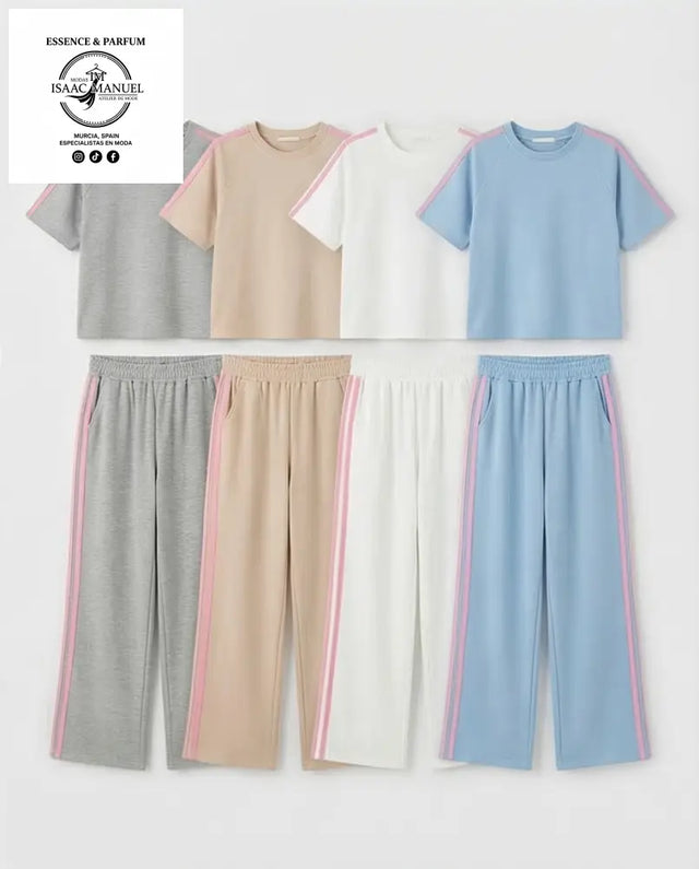 Conjunto deportivo mujer talla única S-XL disponible en 5 colores: gris, beige, blanco, azul y amarillo