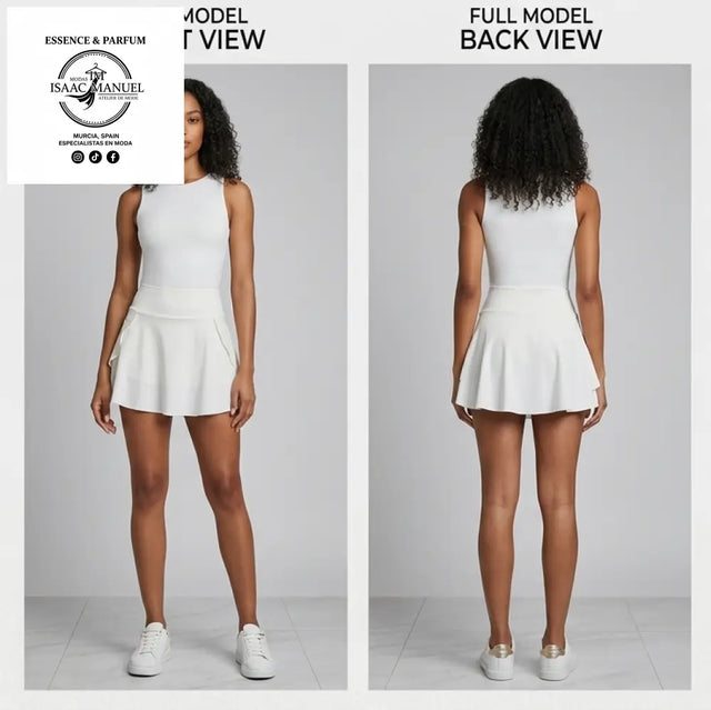 Falda Pantalón Mujer de Licra con Short Interior | Tallas S/M y L/XL BZM129 Blanco / SM Faldas