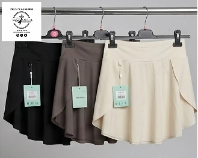 Falda Pantalón Mujer de Licra con Short Interior | Tallas S/M y L/XL BZM129 Gris / SM Faldas