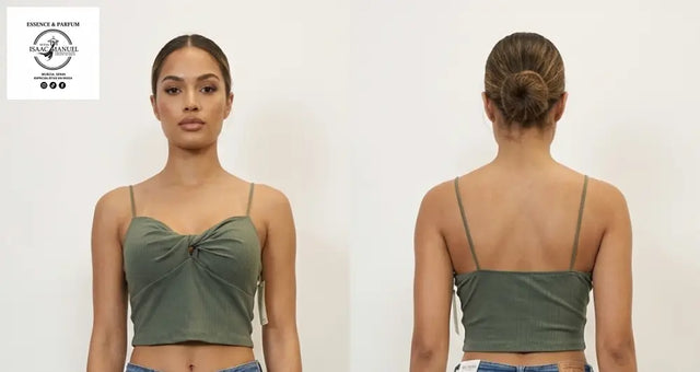 Top Crop Acanalado con Nudo Frontal - Talla Única 2857 top mujer