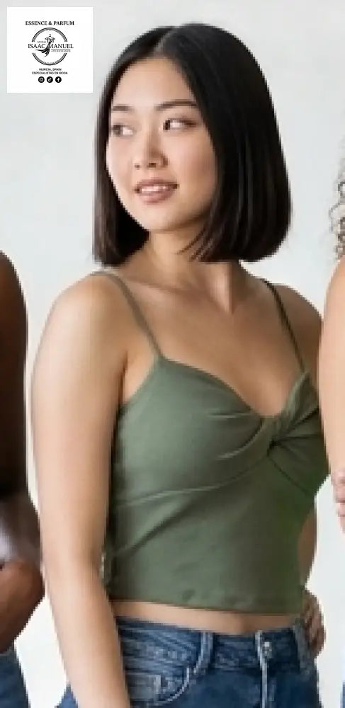 Top Crop Acanalado con Nudo Frontal - Talla Única 2857 top mujer