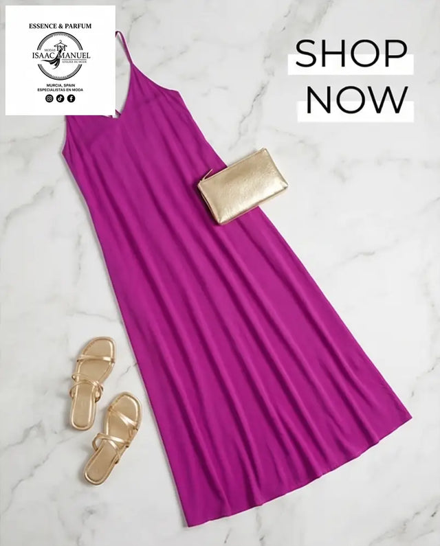 Vestido Maxi Bohemio con Detalle de Cuentas: Elegancia y Fluidez 58098 Púrpura VESTIDO