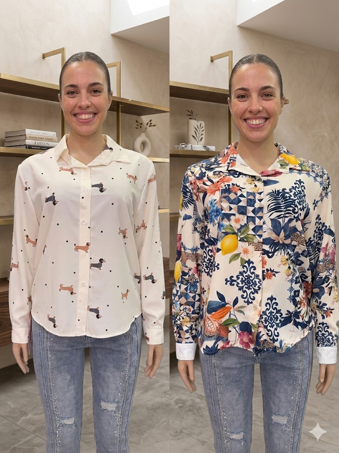 Camisa Estampada Mujer Manga Larga | 4 Modelos Originales Talla Única