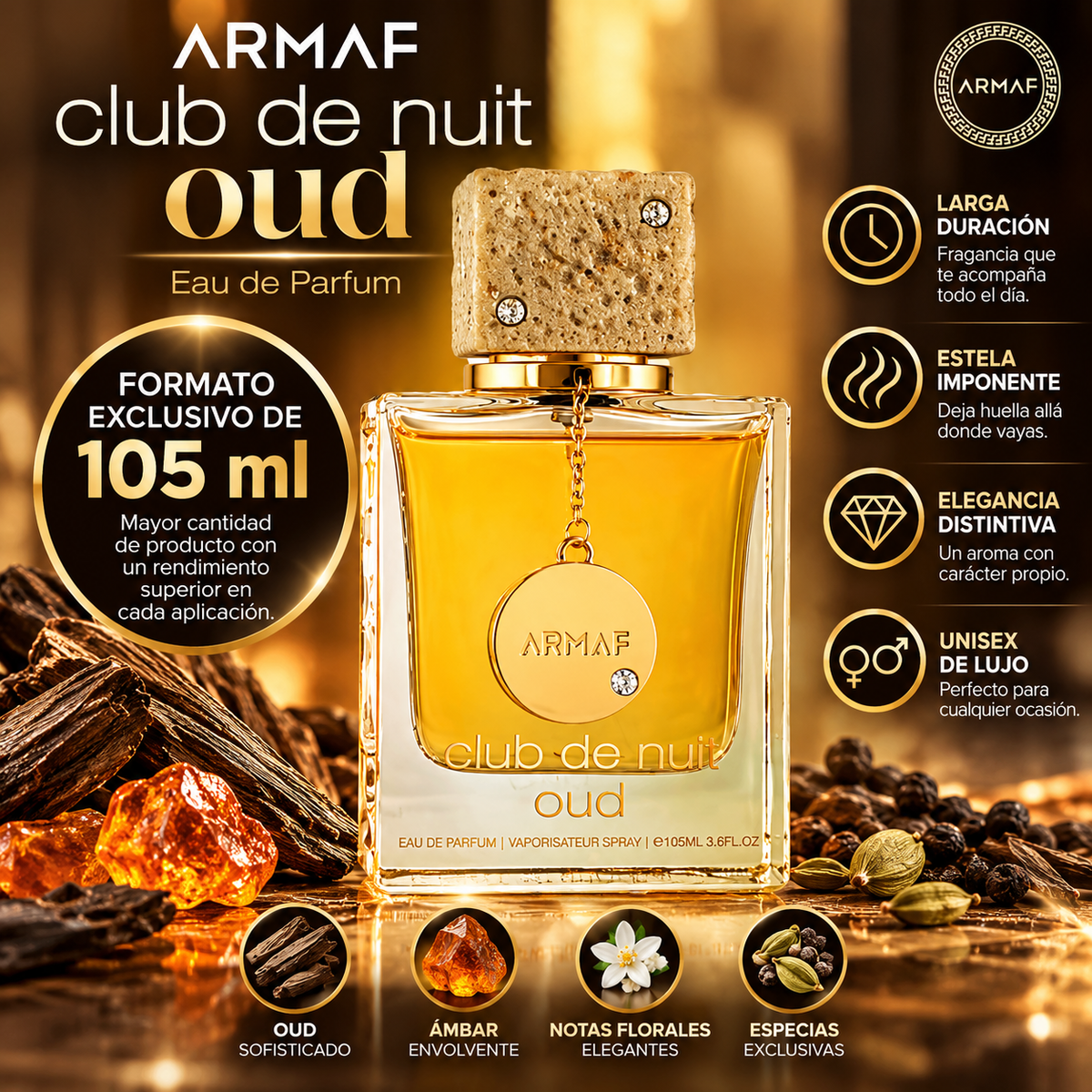 Perfume Armaf Club de Nuit Oud 105 ml Eau de Parfum