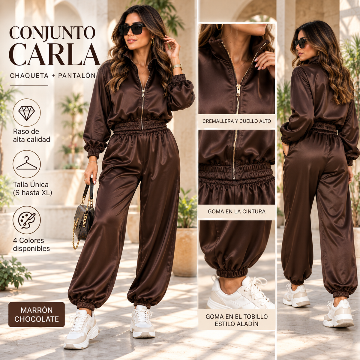 Conjunto CARLA de Raso – Bomber y Pantalón Jogger