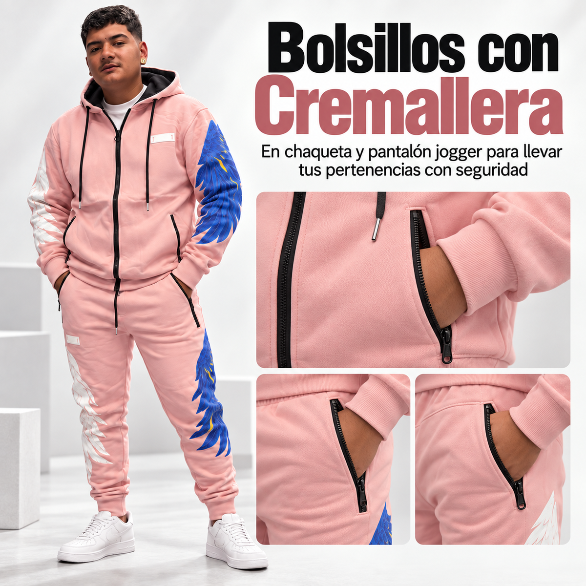 Conjunto Streetwear de Chaqueta y Pantalón Jogger con Alas