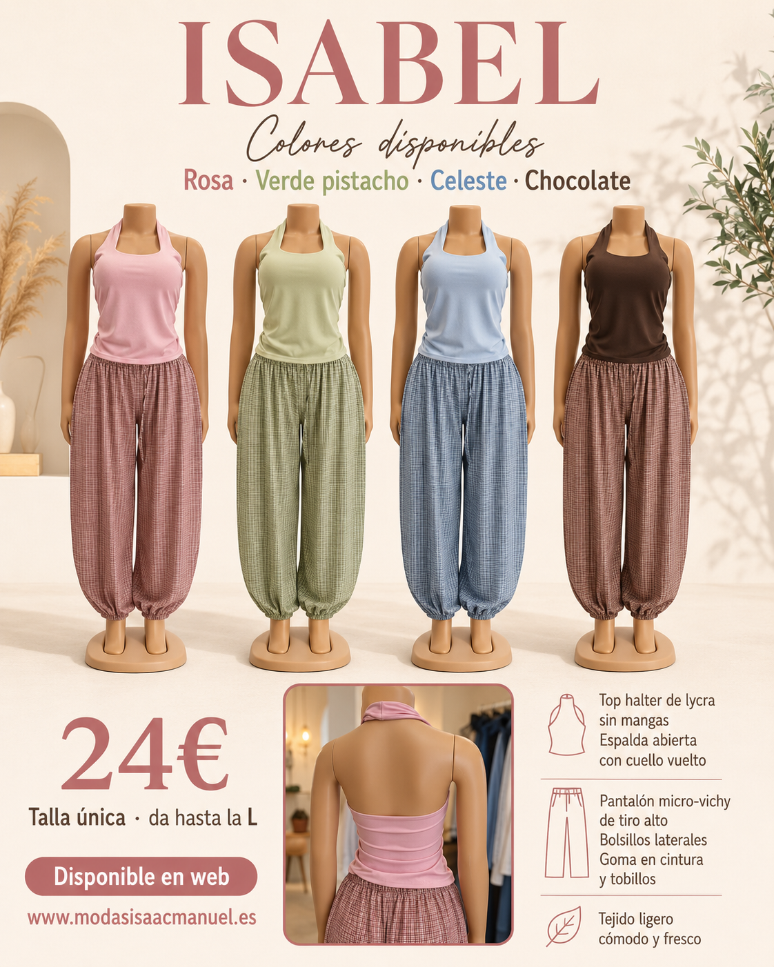 Conjunto de Dos Piezas "ISABEL" | Estilo Casual con Espalda Halter