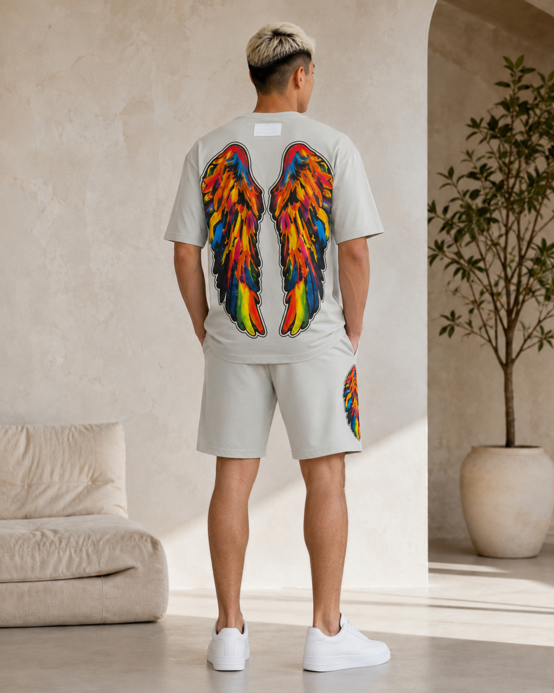 Camiseta y Bermuda alas brillo  "Aka Juan II" | Estilo Streetwear Premium