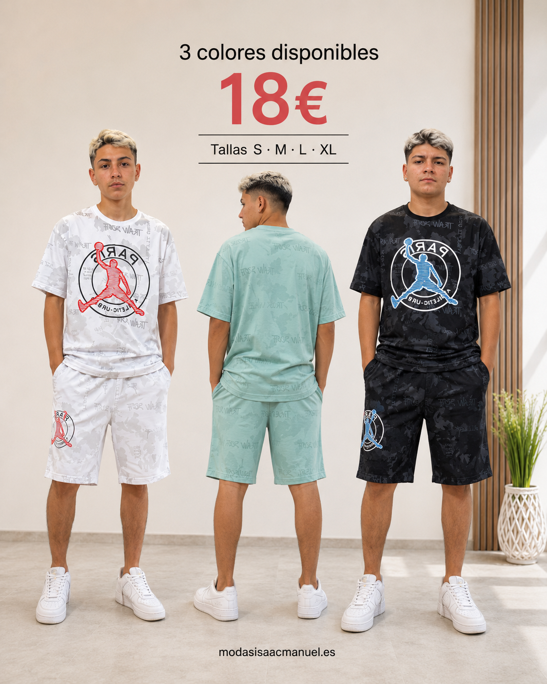 Conjunto Urbano de Camiseta y Bermuda "París" | Estilo Streetwear Premium