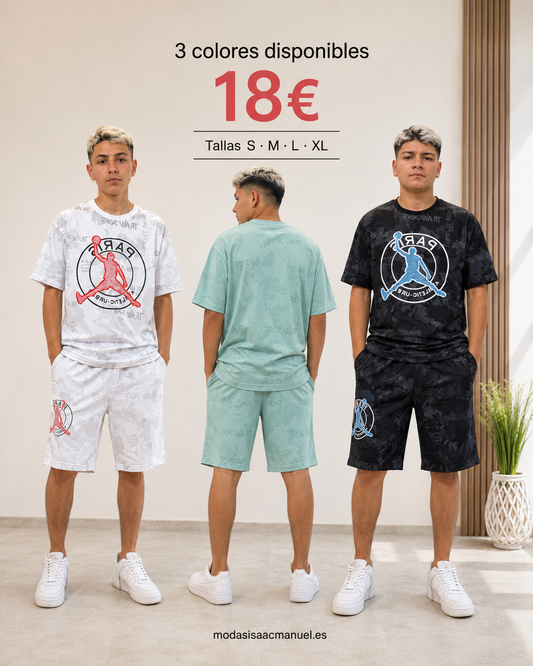 Conjunto Urbano de Camiseta y Bermuda "París" | Estilo Streetwear Premium