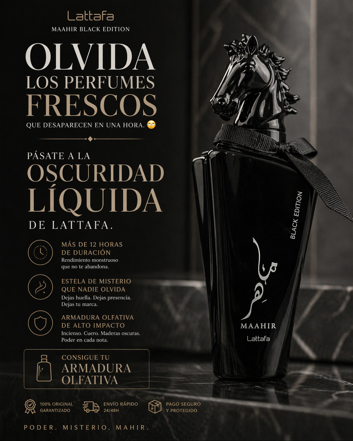 Maahir Black Edition Lattafa | Perfume Masculino Especiado Oscuro 100ml