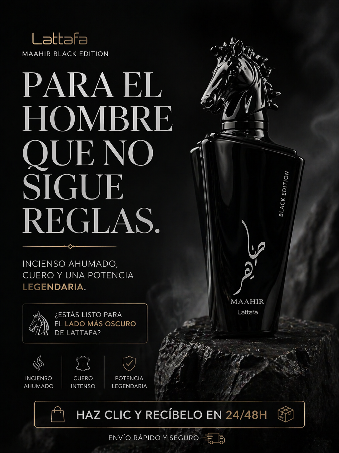 Maahir Black Edition Lattafa | Perfume Masculino Especiado Oscuro 100ml