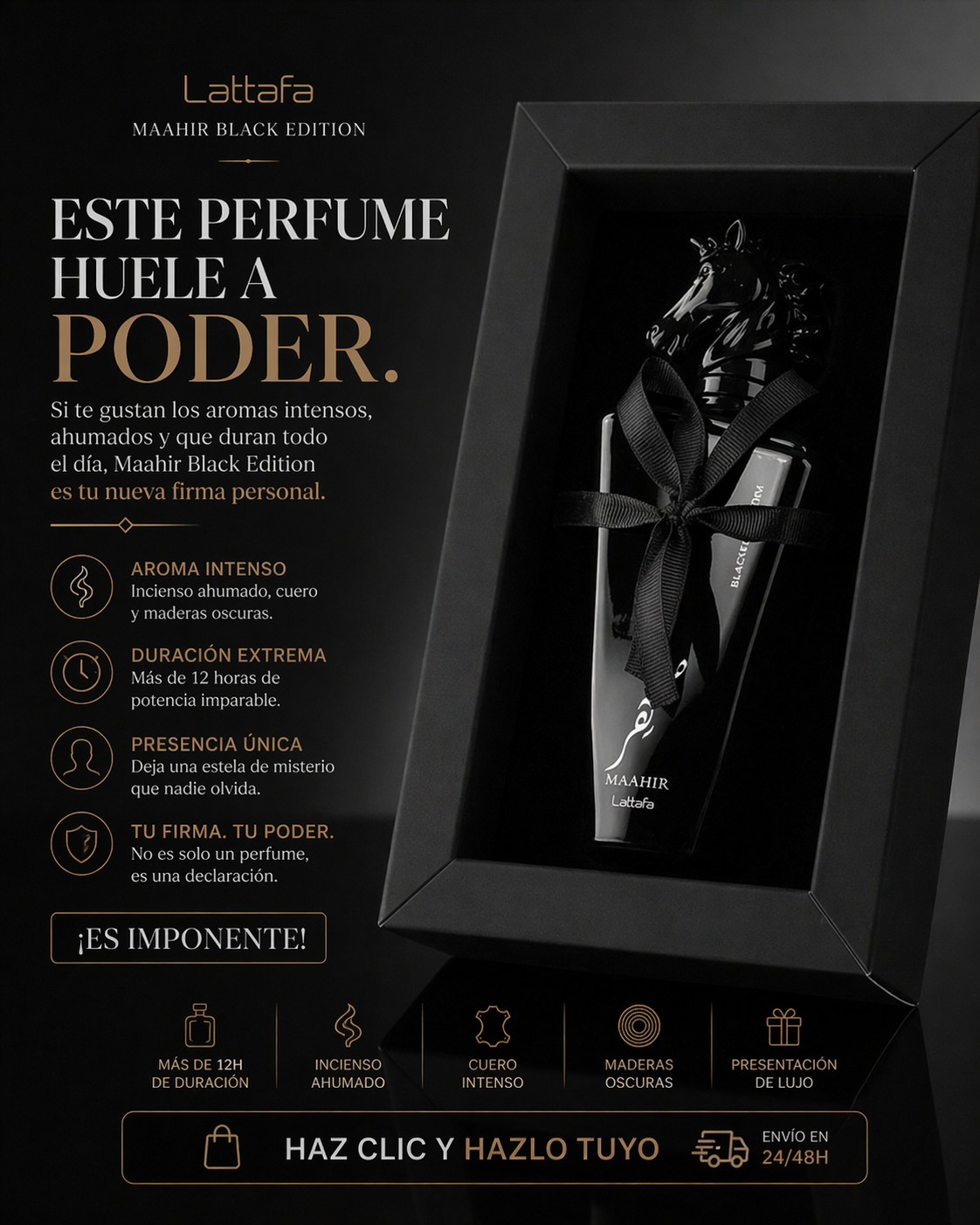 Maahir Black Edition Lattafa | Perfume Masculino Especiado Oscuro 100ml