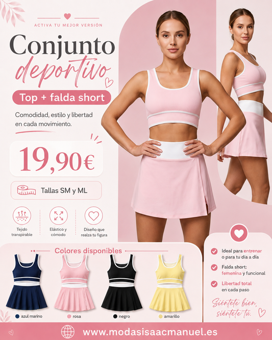 Conjunto Deportivo de Top y Falda Short | Comodidad, Estilo y Libertad