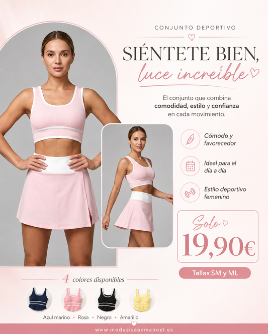 Conjunto Deportivo de Top y Falda Short | Comodidad, Estilo y Libertad