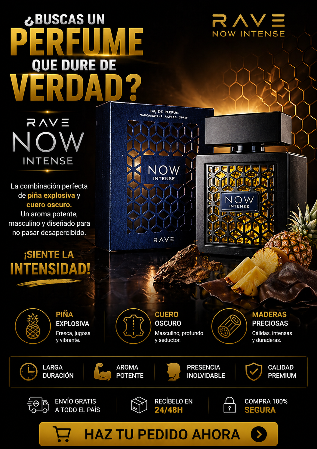 Rave Now Intense Lattafa | Perfume Masculino Intenso 100ml