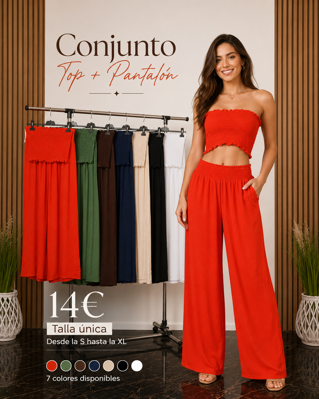 Conjunto Crop Top Nido de Abeja y Pantalón Palazzo | Estilo Fresco y Tendencia