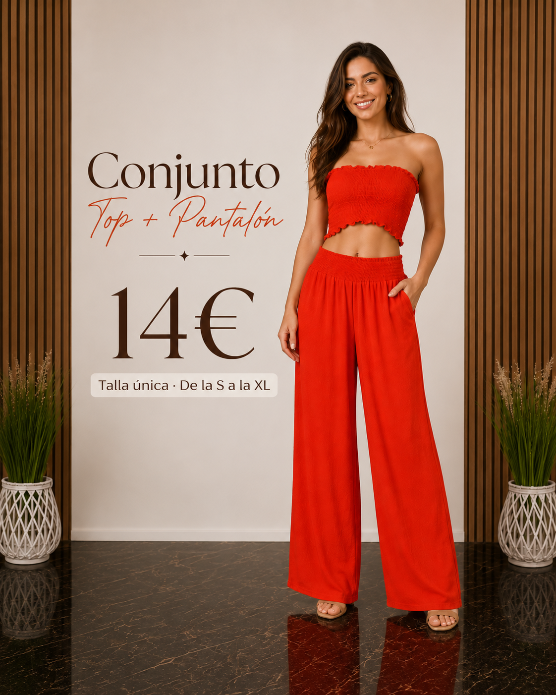 Conjunto Crop Top Nido de Abeja y Pantalón Palazzo | Estilo Fresco y Tendencia