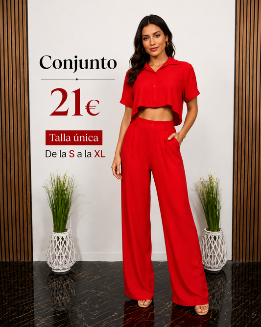 Conjunto Camisero Crop y Pantalón Palazzo | Estilo Sofisticado y Fluido