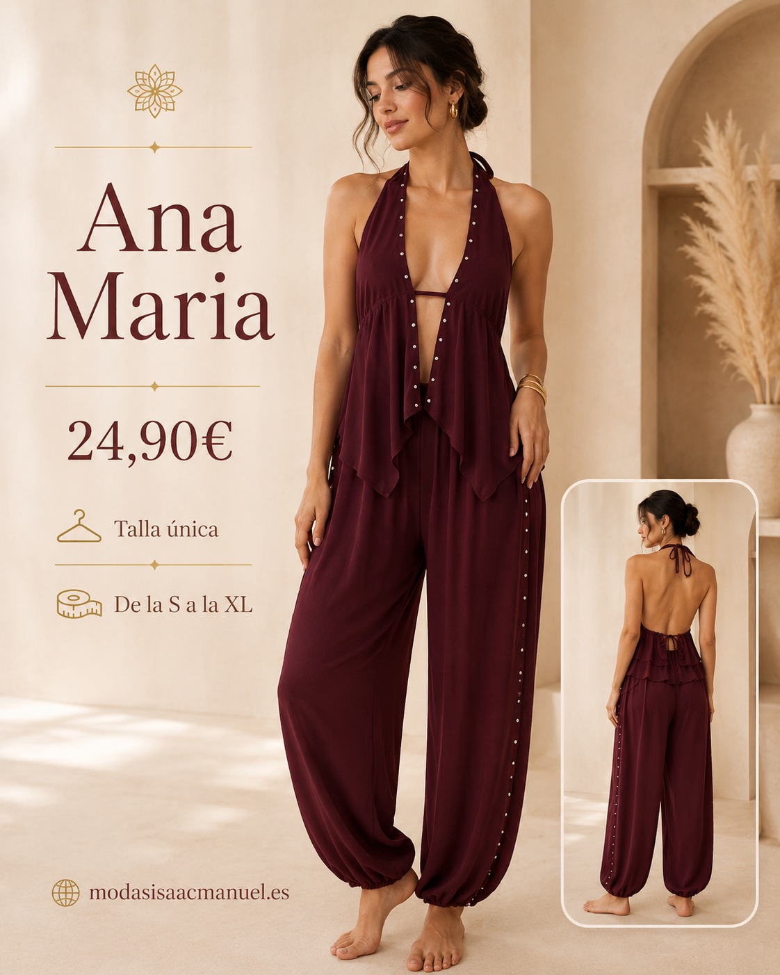 Conjunto de Dos Piezas "Ana Maria" | Estilo Boho-Chic con Espalda Descubierta
