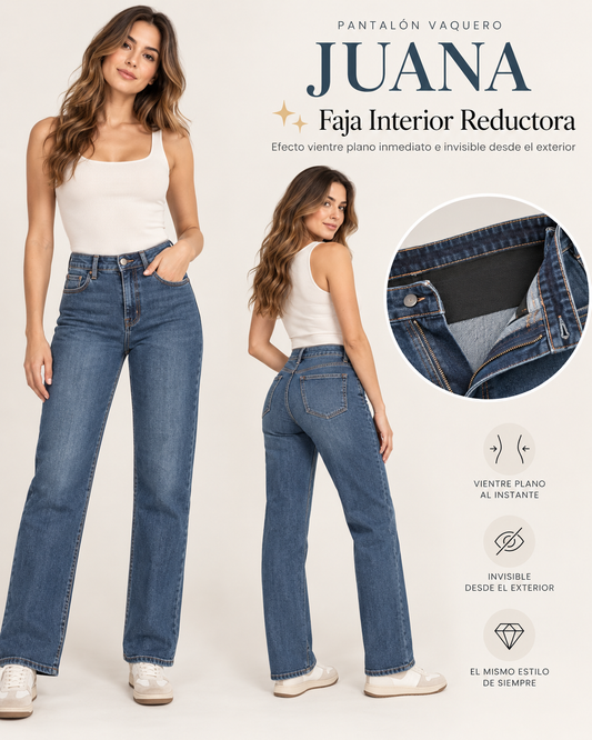 Pantalón Vaquero JUANA con Faja Interior - Efecto Vientre Plano