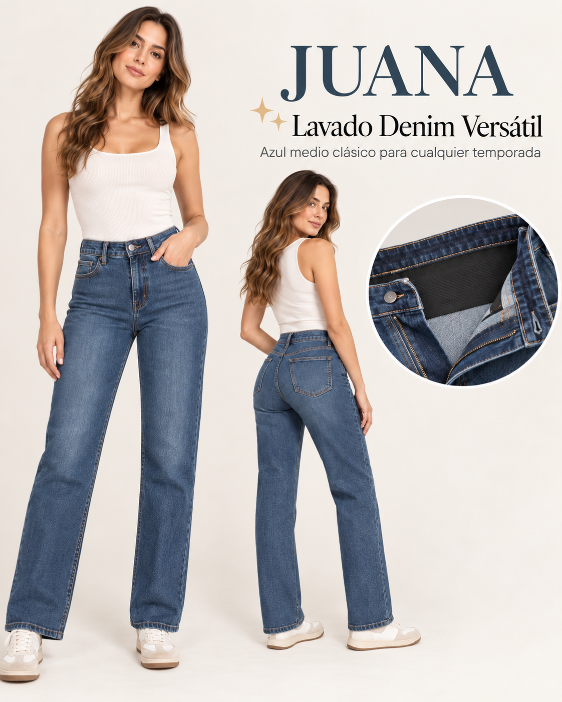 Pantalón Vaquero JUANA con Faja Interior - Efecto Vientre Plano