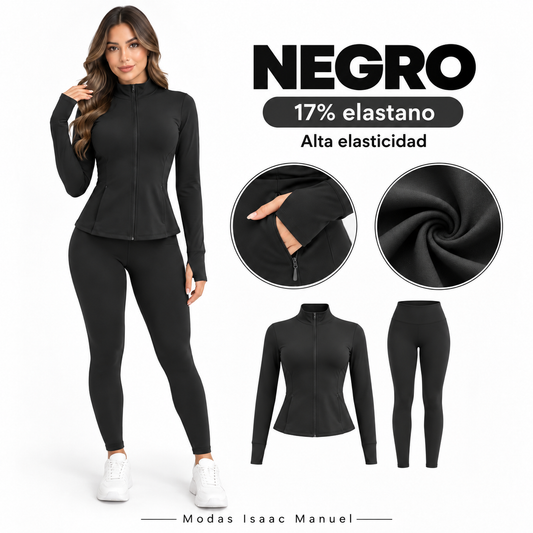 Conjunto NATALIA Deportivo - Chaqueta con Cremallera y Leggings de Tiro Alto