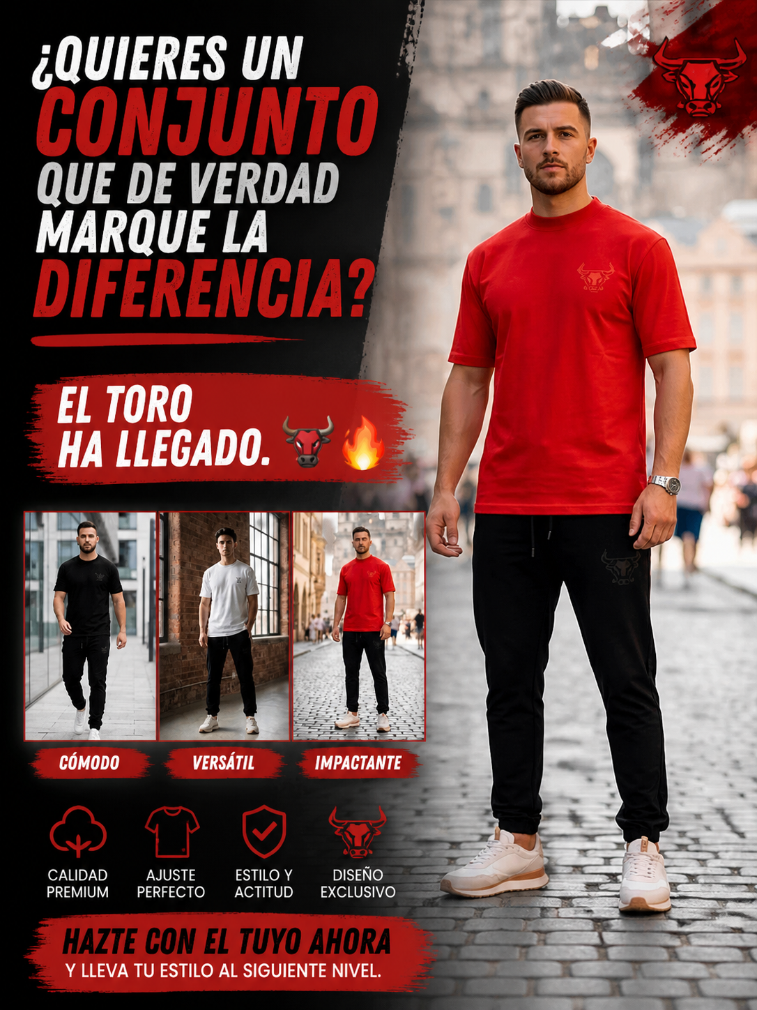 Conjunto Deportivo Toro Murcia | Camiseta + Pantalón Modelo talla L: altura 1,65, peso 86k.