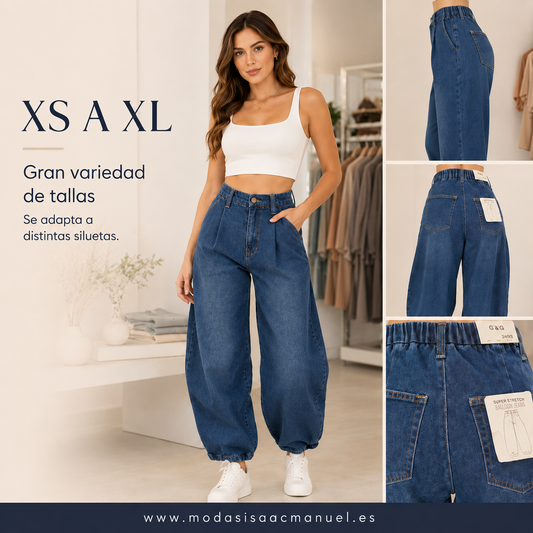 Pantalón Vaquero Balón "Elena" | Tejido Super Stretch