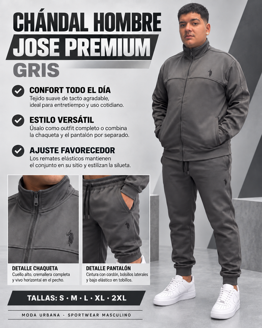 Chándal Hombre JOSE Premium - Conjunto Deportivo de Chaqueta y Jogger