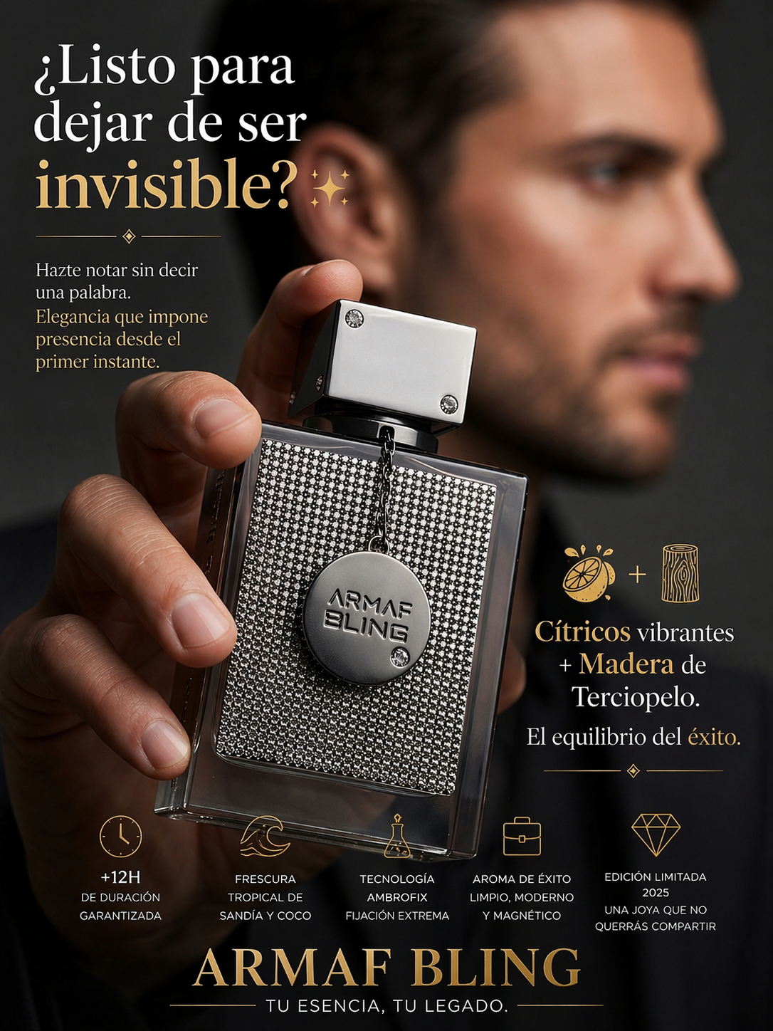 Club de Nuit Bling Armaf | Perfume Masculino Amaderado 75ml