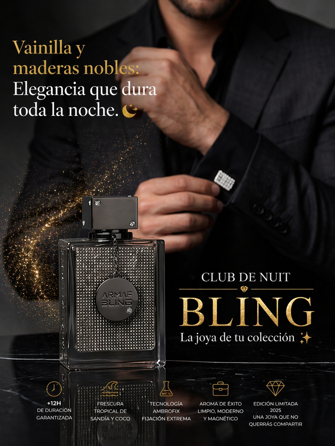 Club de Nuit Bling Armaf | Perfume Masculino Amaderado 75ml