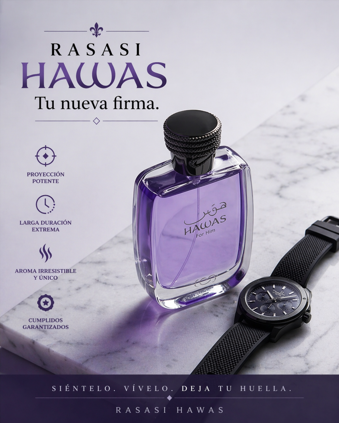 Hawas for Him Rasasi | Perfume Masculino Acuático Ambarado 100ml