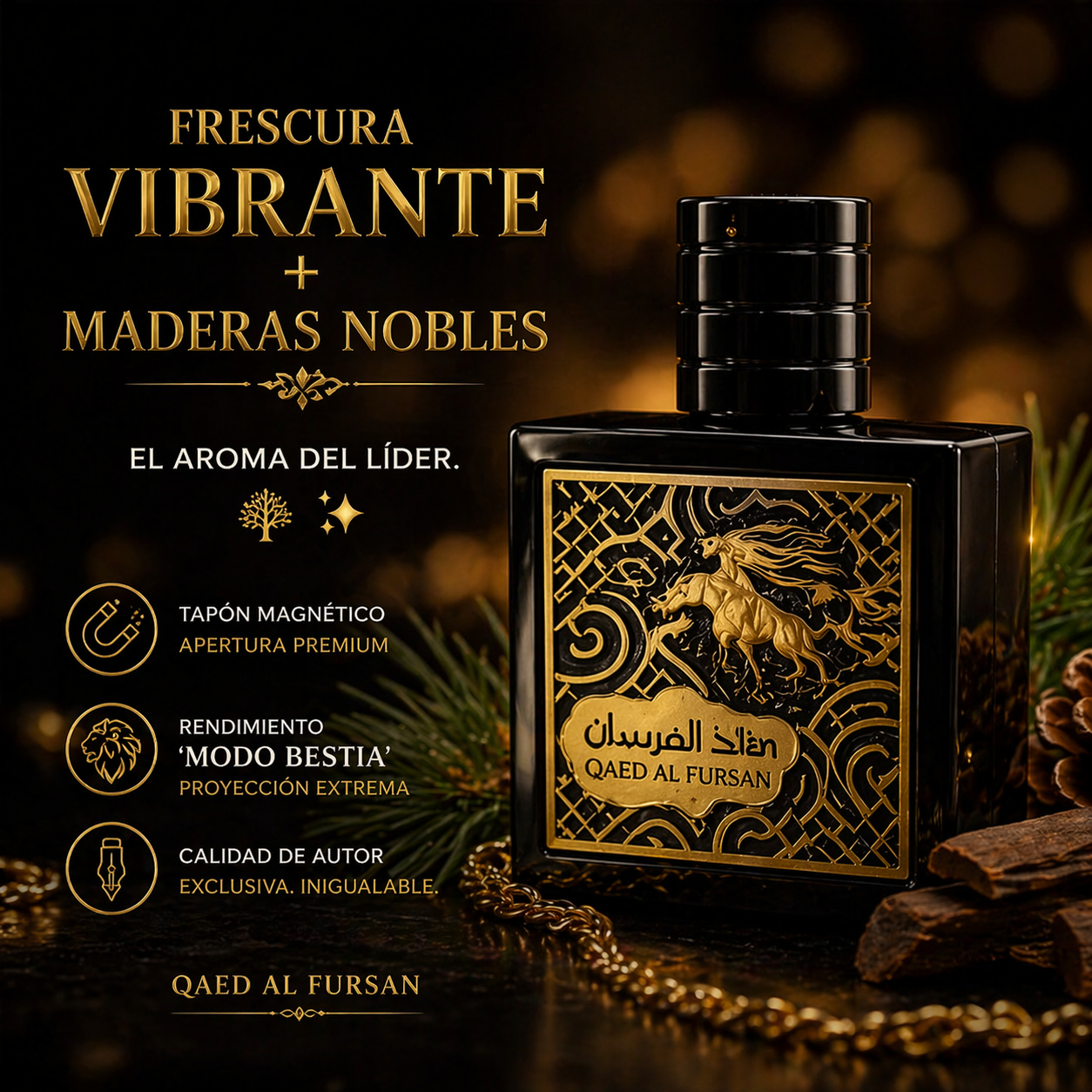 Qaed Al Fursan Unlimited Lattafa | Perfume Masculino Frutal Ambarado 90ml