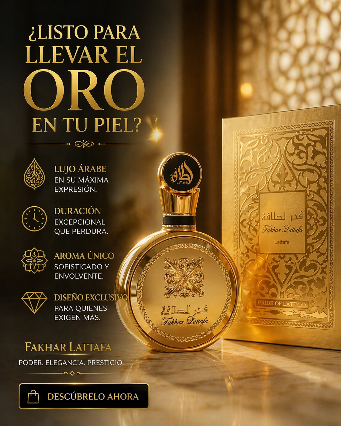 Fakhar Gold Lattafa | Perfume Masculino Oud Ambarado 100ml