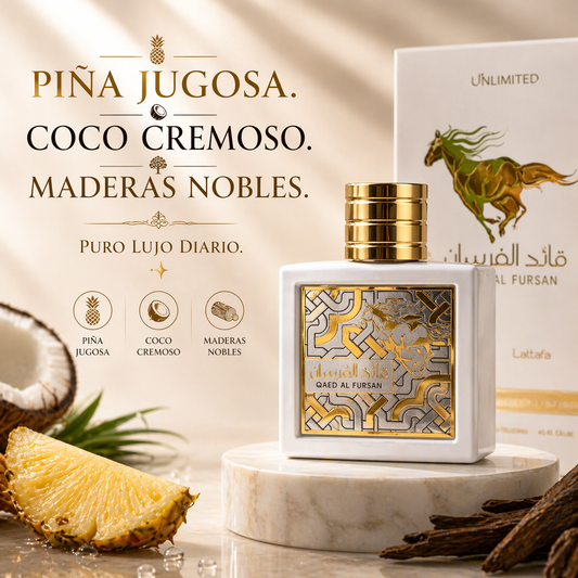 Qaed Al Fursan Unlimited Lattafa | Perfume Masculino Frutal Ambarado 90ml
