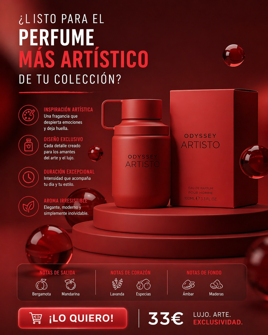 Odyssey Artisto The Red Edition Armaf | Perfume Masculino Especiado 100ml