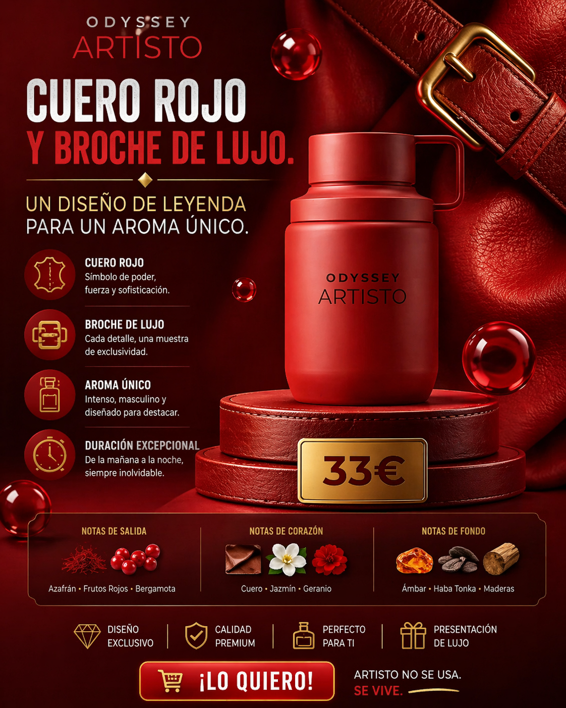 Odyssey Artisto The Red Edition Armaf | Perfume Masculino Especiado 100ml